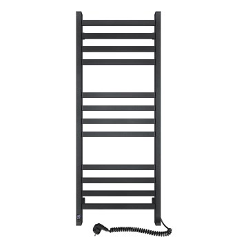 Fürdőszobai törölközőradiátor termosztáttal AVANGARD 227 W 120 x 48 cm, fekete, jobb oldali kivitel