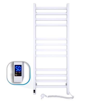 Fürdőszobai törölközőszárító radiátor termosztáttal AVANGARD 227W 120x48cm  fehér jobb oldali