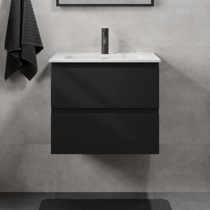 Fürdőszobaszekrény mosdóval KENWOOD 61x52x47 cm fekete/fehér