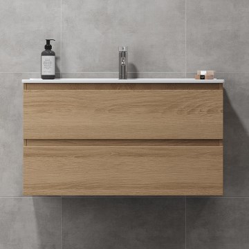 Fürdőszobaszekrény mosdóval KENWOOD 91 x 50 x 45 cm, tölgy