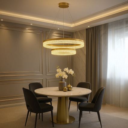 GALA LED kábelre függesztett csillár LED/54W/230V, átmérő 60 cm, aranyszínű