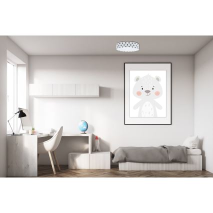LED Dimmeres gyerekszobai mennyezeti lámpa SMART GALAXY KIDS LED/24W/230V 3000-6500K pöttyös fehér/fekete + távirányító