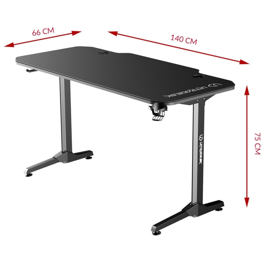 Gaming asztal 140 x 66 cm fekete