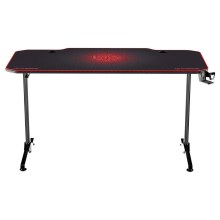 Gaming asztal 140 x 66 cm fekete/piros