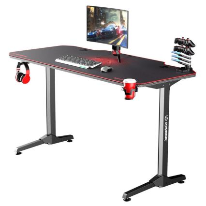 Gaming asztal 140 x 66 cm fekete/piros