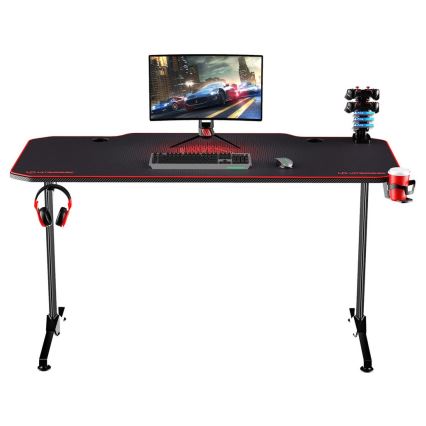 Gaming asztal 140 x 66 cm fekete/piros