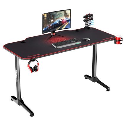 Gaming asztal 140 x 66 cm fekete/piros