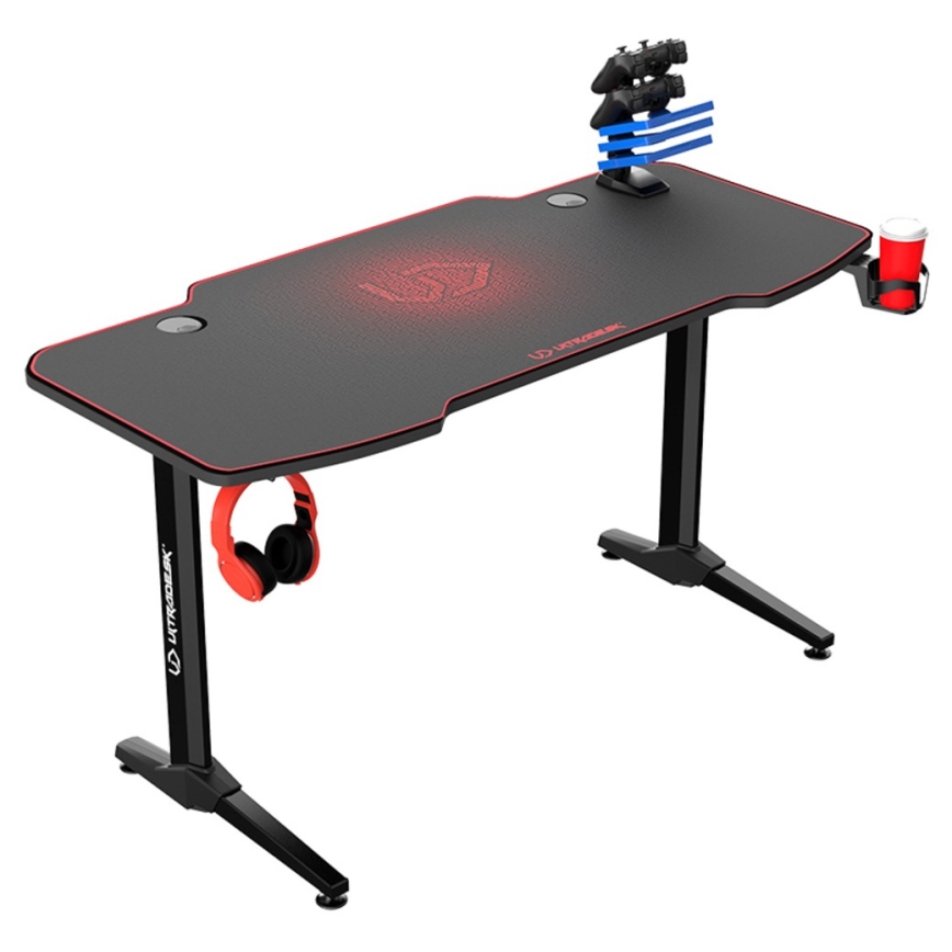 Gaming asztal 140 x 66 cm fekete/piros