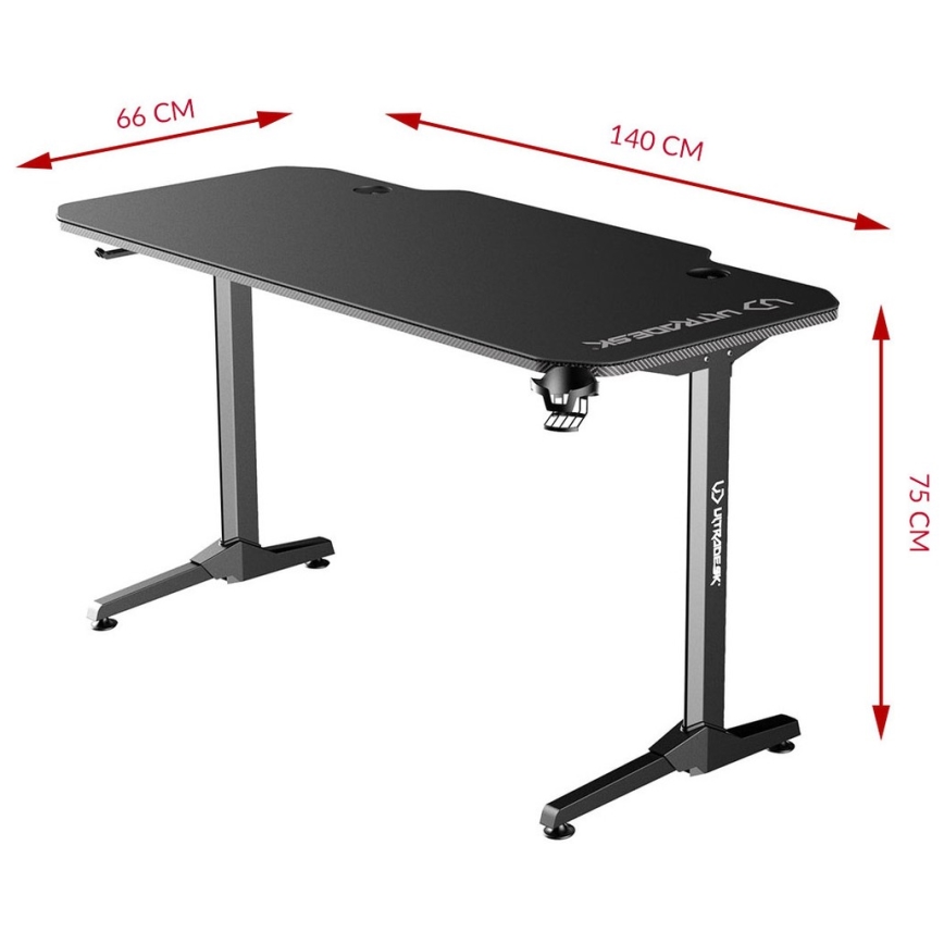 Gaming asztal 140 x 66 cm fekete/piros