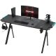 Gaming asztal FALCON  LED RGB háttérvilágítással 156x60 cm fekete