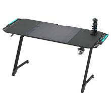 Gaming asztal SNAKE LED RGB háttérvilágítással 140 x 60 cm fekete