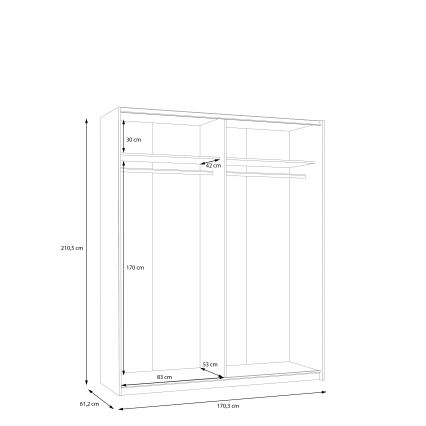 Gardróbszekrény KARO 170x210 cm szürke/zöld