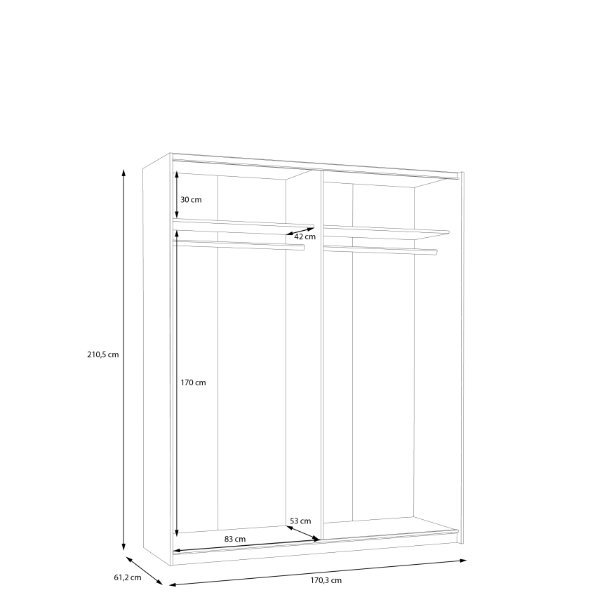 Gardróbszekrény KARO 170x210 cm szürke/zöld