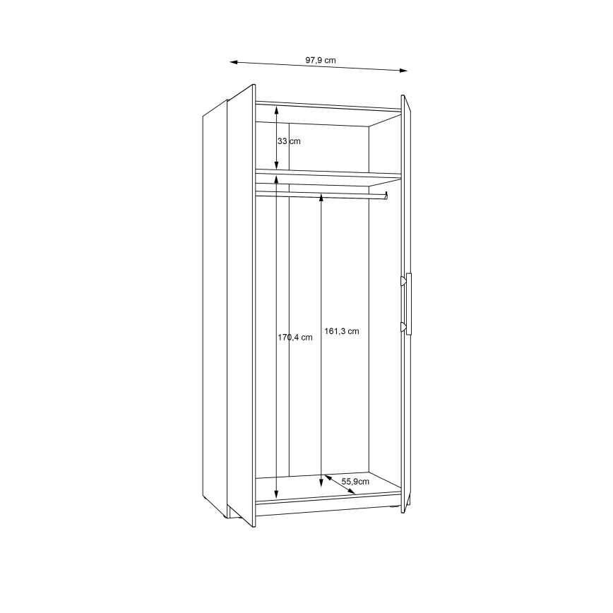Gardróbszekrény MARO 100x213 cm artisan tölgy