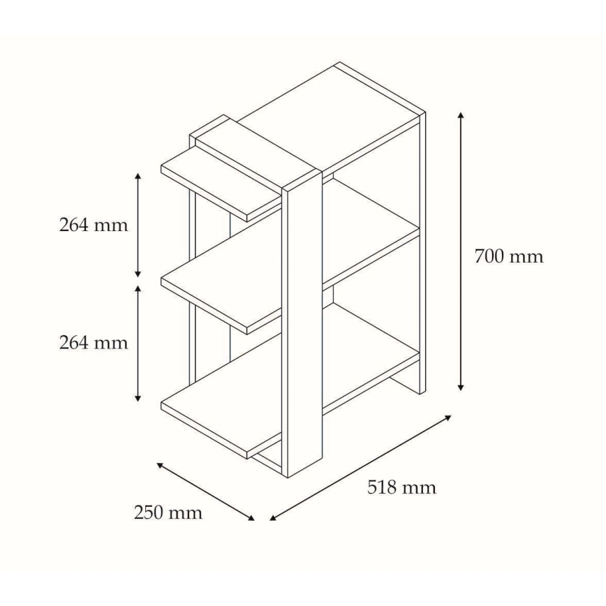 GAYE könyvszekrény 70x51,8 cm fehér/barna