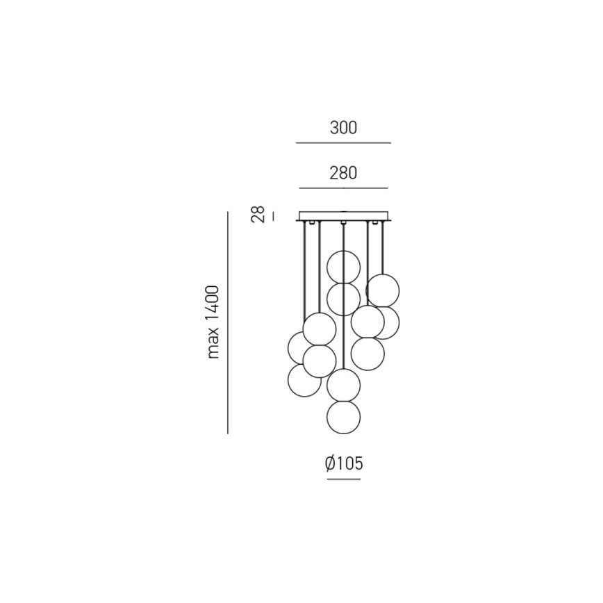 Gea Luce SFERA S6 G - Csillár zsinóron SFERA 6xG9/28W/230V