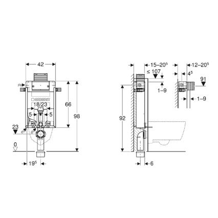 Geberit 110.010.00.1 - 98 cm-es Kombifix beépíthető modul fali WC-hez