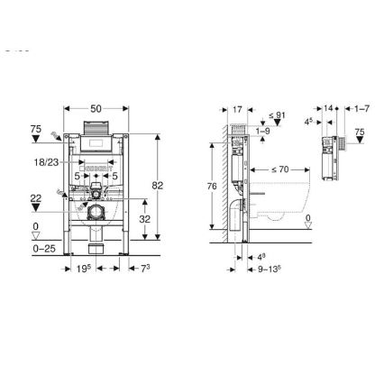 Geberit 111.003.00.2 - Duofix 82 cm beépítőelem fali WC-hez