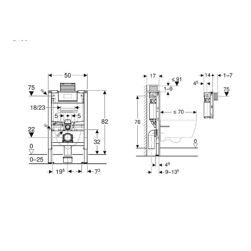 Geberit 111.003.00.2 - Duofix 82 cm beépítőelem fali WC-hez