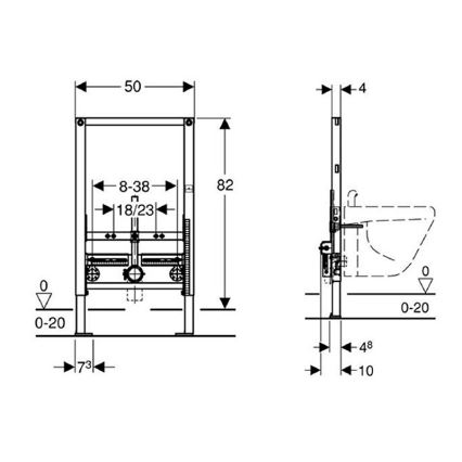 Geberit 111.515.00.1 - Duofix 82 cm falba építhető bidé-modul