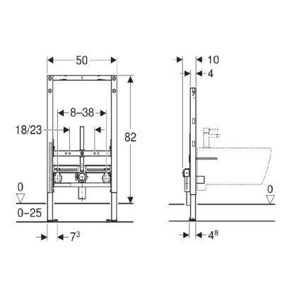 Geberit 111.515.00.2 - Falba építhető modul bidethez Duofix 82 cm
