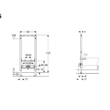 Geberit 111.534.00.2 - Duofix 112 cm beépítő modul bidéhez