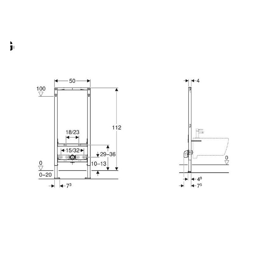 Geberit 111.534.00.2 - Duofix 112 cm beépítő modul bidéhez