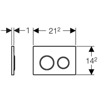 Geberit 115.085.KH.1 - Omega20 öblítő nyomólap 21,2x14,2 cm fényes króm/matt króm