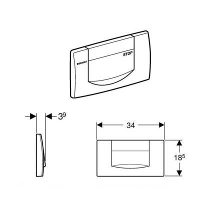 Geberit 115.222.11.1 - 200F öblítő nyomólap 34x18,5 alpesi fehér