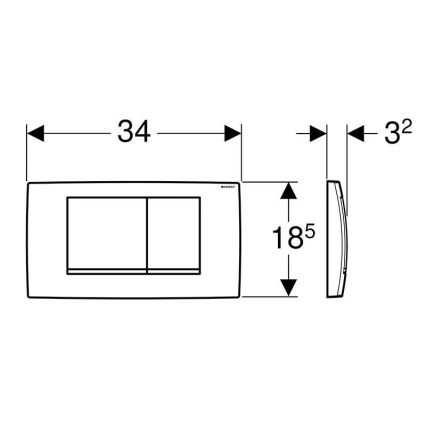 Geberit 115.899.KJ.1 - Twinline30 öblítő nyomólap 34x18,5 cm fehér/fényes króm