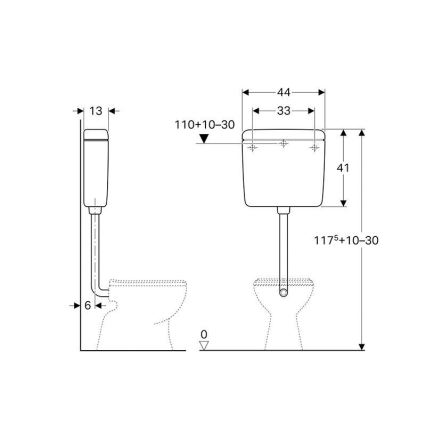 Geberit 127.005.11.1 - AP127 öblítőtartály, 6/9 l, alpesi fehér