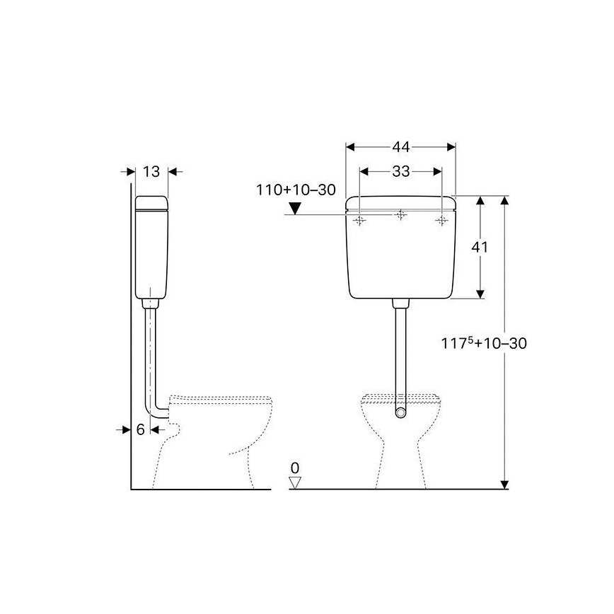 Geberit 127.005.11.1 - AP127 öblítőtartály, 6/9 l, alpesi fehér