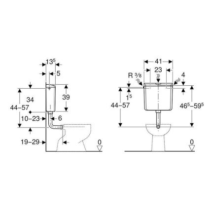 Geberit 136.610.11.1 - AP110 öblítőtartály 6/9 l, alpesi fehér