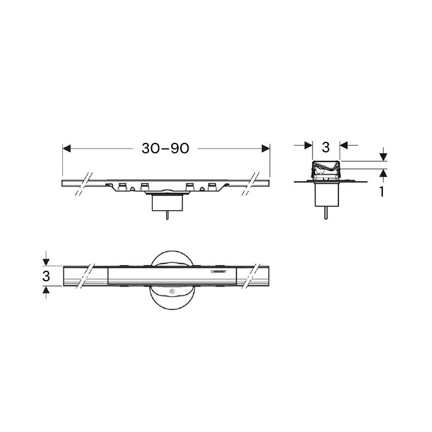 Geberit 154.446.QC.2 - CleanLine lefolyócsatorna 90x3 cm antracit