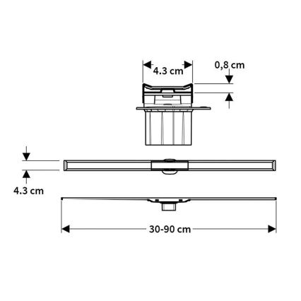 Geberit 154.450.KS.1 - CleanLine lefolyócsatorna 90 x 4,3 cm, rozsdamentes acél