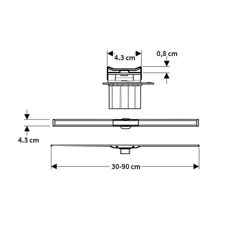 Geberit 154.453.KS.1 - Zuhanyfolyóka CleanLine 90x4,3 cm rozsdamentes acél