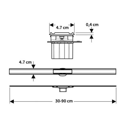Geberit 154.458.00.1 - CleanLine zuhanyfolyóka 90x4,7 cm rozsdamentes acél