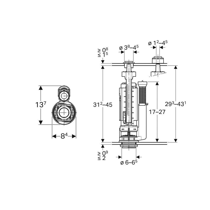 Geberit 282.050.21.2 - Öblítőszelep Típus 290