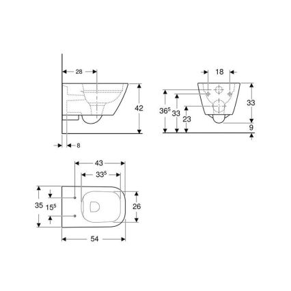 Geberit 500.208.01.1 - Függesztett WC Rimfree Smyle Square kerámia/fehér