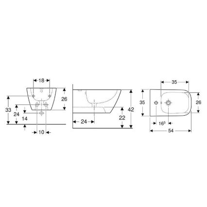 Geberit 500.209.01.1 - Függesztett bidé Smyle Square kerámia/fehér