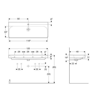 Geberit 500.226.01.1 - Függesztett mosdó Smyle Square 120x48 cm kerámia/fehér