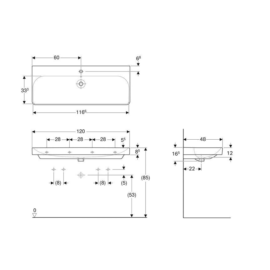 Geberit 500.226.01.1 - Függesztett mosdó Smyle Square 120x48 cm kerámia/fehér