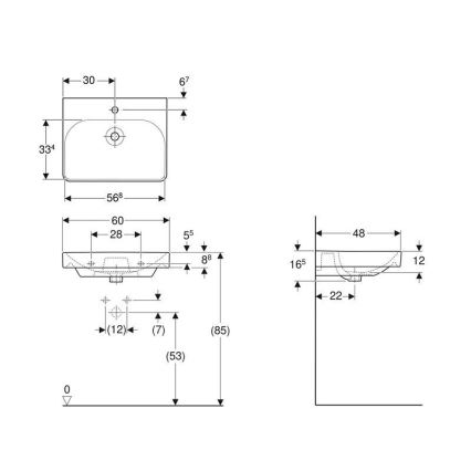 Geberit 500.229.01.1 - Falra szerelhető Smyle Square mosdó 60x48 cm kerámia/fehér