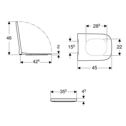 Geberit 500.238.01.1 - WC-ülőke Smyle Square duroplast/fehér