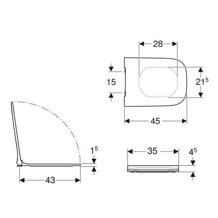 Geberit 500.239.01.1 - Smyle Square WC-ülőke, duroplaszt/fehér
