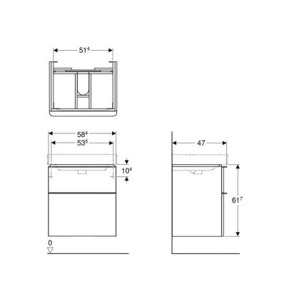 Geberit 500.352.00.1 - Smyle Square mosdó alatti szekrény, 61,7x58,4 cm, fehér