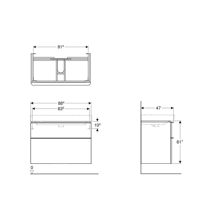 Geberit 500.354.00.1 - Smyle Square mosdó alatti szekrény 61,7x88,4 cm fehér
