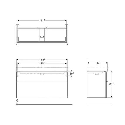 Geberit 500.355.JK.1 - Mosdó alatti fürdőszobai szekrény Smyle Square 61,7x118,4 cm antracit