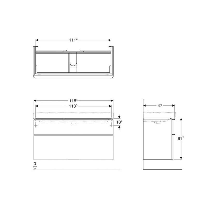 Geberit 500.355.JR.1 - Smyle Square mosdó alatti szekrény 61,7x118,4 cm, diószínű
