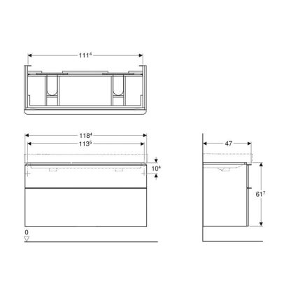 Geberit 500.356.00.1 - Fürdőszobai szekrény dupla mosdó alá Smyle Square 61,7x118,4 cm fehér